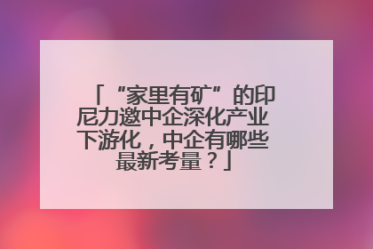 “家里有矿”的印尼力邀中企深化产业下游化，中企有哪些最新考量？
