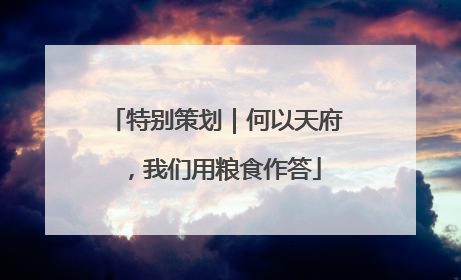 特别策划｜何以天府，我们用粮食作答