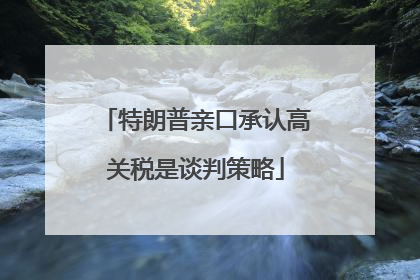 特朗普亲口承认高关税是谈判策略