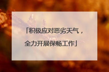 积极应对恶劣天气，全力开展保畅工作