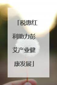 税惠红利助力彭艾产业健康发展