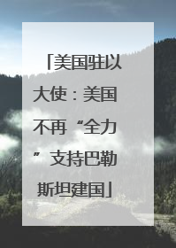 美国驻以大使：美国不再“全力”支持巴勒斯坦建国