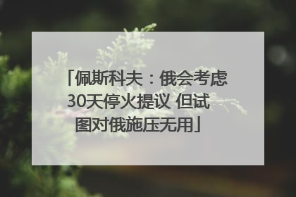 佩斯科夫：俄会考虑30天停火提议 但试图对俄施压无用