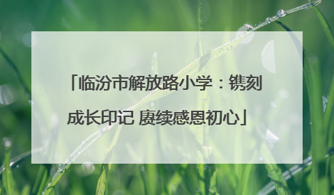 临汾市解放路小学：镌刻成长印记 赓续感恩初心