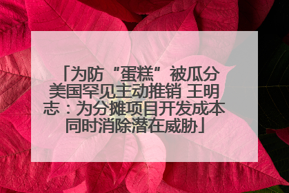 为防“蛋糕”被瓜分 美国罕见主动推销 王明志：为分摊项目开发成本同时消除潜在威胁