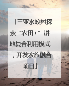 三亚水蛟村探索“农田+”耕地复合利用模式，开发农旅融合项目