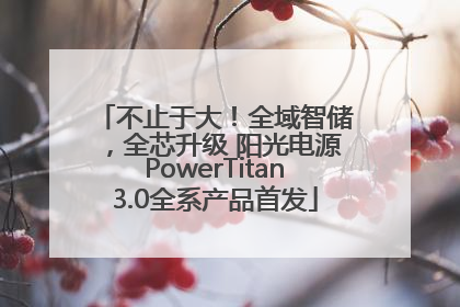 不止于大！全域智储，全芯升级 阳光电源PowerTitan3.0全系产品首发
