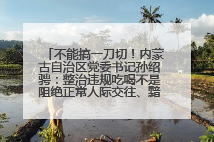 不能搞一刀切！内蒙古自治区党委书记孙绍骋：整治违规吃喝不是阻绝正常人际交往、黯淡人间烟火