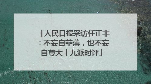 人民日报采访任正非：不妄自菲薄，也不妄自尊大丨九派时评