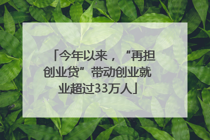 今年以来，“再担创业贷”带动创业就业超过33万人