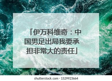 伊万科维奇：中国男足出局我要承担非常大的责任