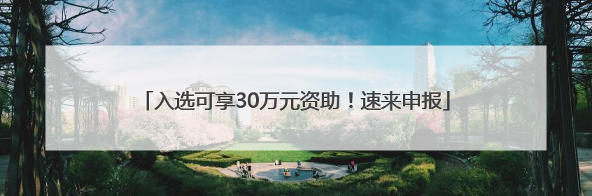 入选可享30万元资助！速来申报