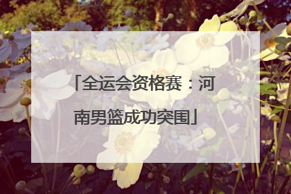 全运会资格赛：河南男篮成功突围