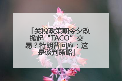 关税政策朝令夕改掀起“TACO”交易？特朗普回应：这是谈判策略