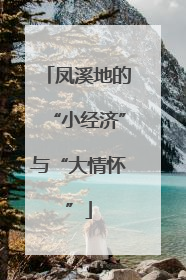 凤溪地的“小经济”与“大情怀”