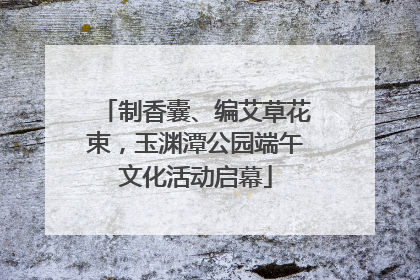 制香囊、编艾草花束，玉渊潭公园端午文化活动启幕