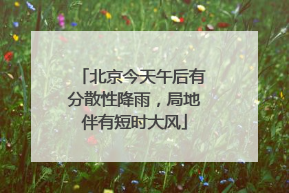 北京今天午后有分散性降雨，局地伴有短时大风