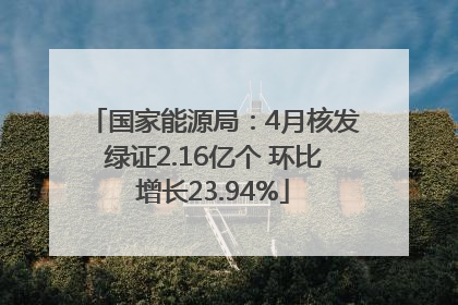 国家能源局：4月核发绿证2.16亿个 环比增长23.94%