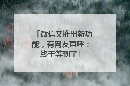 微信又推出新功能，有网友直呼：终于等到了