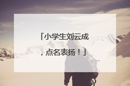 小学生刘云成，点名表扬！