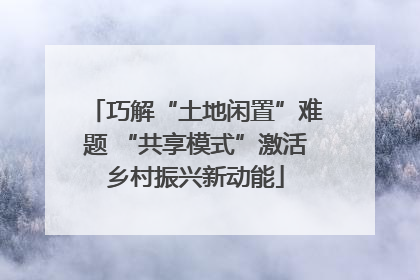 巧解“土地闲置”难题 “共享模式”激活乡村振兴新动能