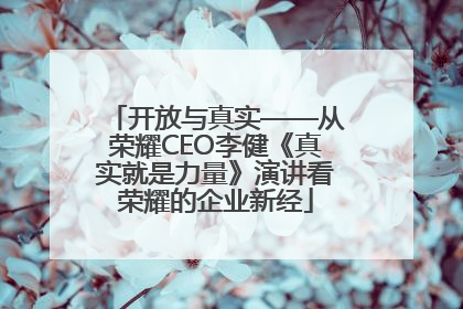 开放与真实——从荣耀CEO李健《真实就是力量》演讲看荣耀的企业新经