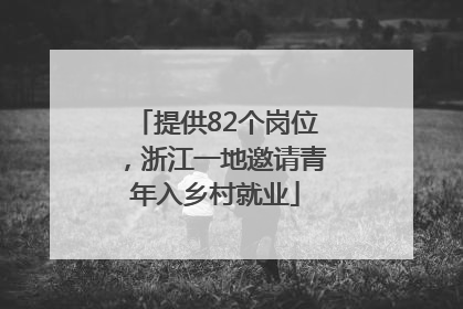 提供82个岗位，浙江一地邀请青年入乡村就业