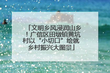 文明乡风浸润山乡！广信区田墩镇黄坑村以“小切口”绘就乡村振兴大图景