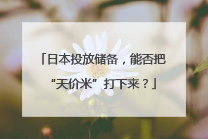 日本投放储备，能否把“天价米”打下来？