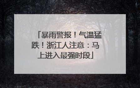 暴雨警报！气温猛跌！浙江人注意：马上进入最强时段