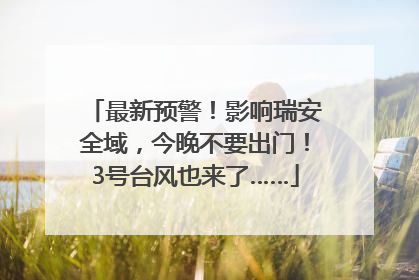 最新预警！影响瑞安全域，今晚不要出门！3号台风也来了……