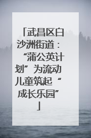 武昌区白沙洲街道：“蒲公英计划”为流动儿童筑起“成长乐园”