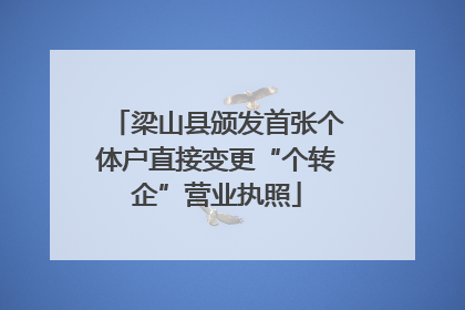 梁山县颁发首张个体户直接变更“个转企”营业执照