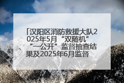 汉阳区消防救援大队2025年5月“双随机”、“一公开”监督抽查结果及2025年6月监督抽查任务公示