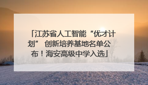 江苏省人工智能“优才计划” 创新培养基地名单公布！海安高级中学入选