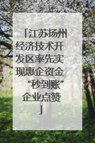江苏扬州经济技术开发区率先实现惠企资金“秒到账” 企业点赞