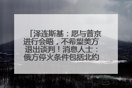 泽连斯基：愿与普京进行会晤，不希望美方退出谈判！消息人士：俄方停火条件包括北约“书面”保证不东扩