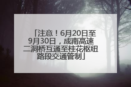 注意！6月20日至9月30日，成南高速二洞桥互通至桂花枢纽路段交通管制
