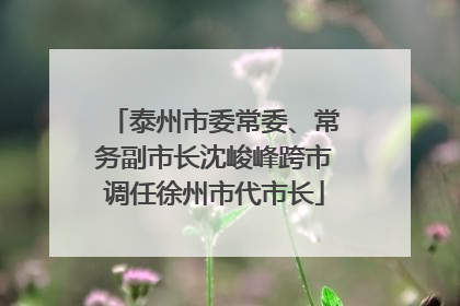 泰州市委常委、常务副市长沈峻峰跨市调任徐州市代市长
