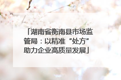 湖南省衡南县市场监管局：以精准“处方”助力企业高质量发展
