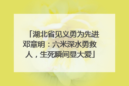 湖北省见义勇为先进邓章明：六米深水勇救人，生死瞬间显大爱