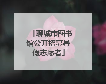 聊城市图书馆公开招募暑假志愿者