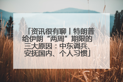 资讯很有聊丨特朗普给伊朗“两周”期限的三大原因：中东调兵、安抚国内、个人习惯