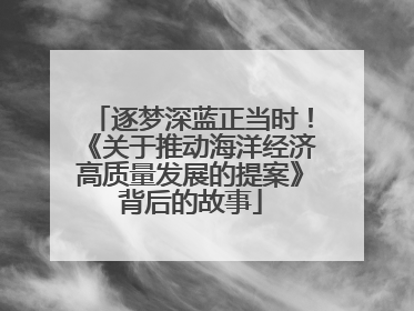 逐梦深蓝正当时！《关于推动海洋经济高质量发展的提案》背后的故事