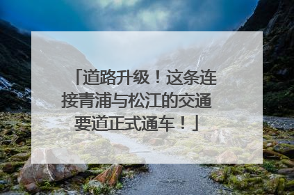 道路升级！这条连接青浦与松江的交通要道正式通车！