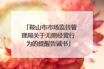 鞍山市市场监督管理局关于无照经营行为的提醒告诫书